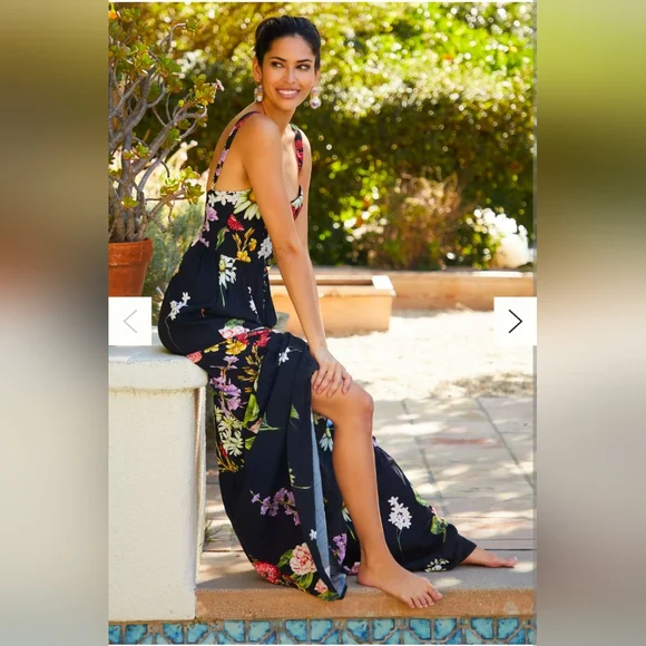 NWT Agua Bendita Dunna Moss FloralMaxi Dress Large